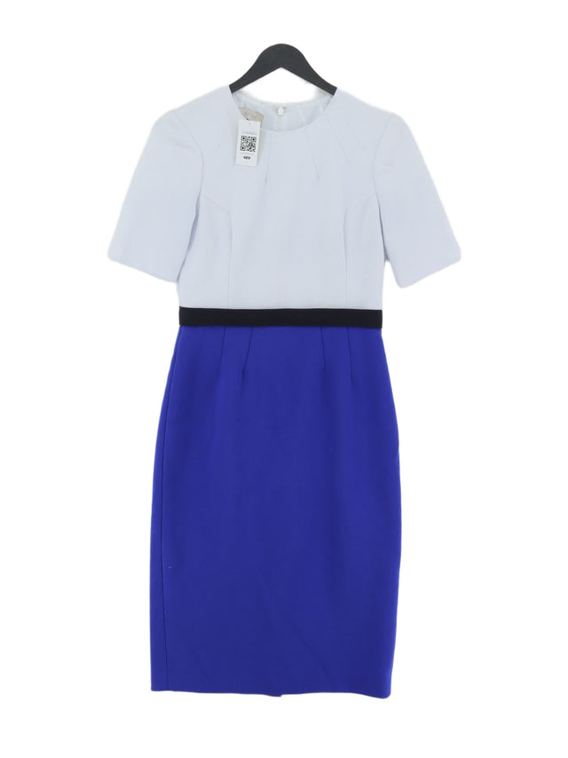 Hobbs Women's Midi Dress UK 8 Blue Polyester with Elastane, Viscose