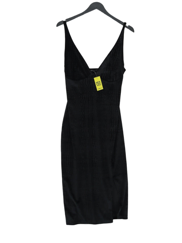 Bershka Women's Midi Dress L Black Polyester with Elastane