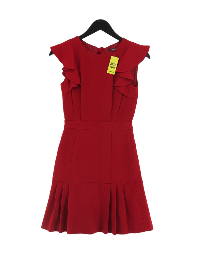 Warehouse Women's Midi Dress UK 6 Red Polyester with Elastane, Other, Viscose