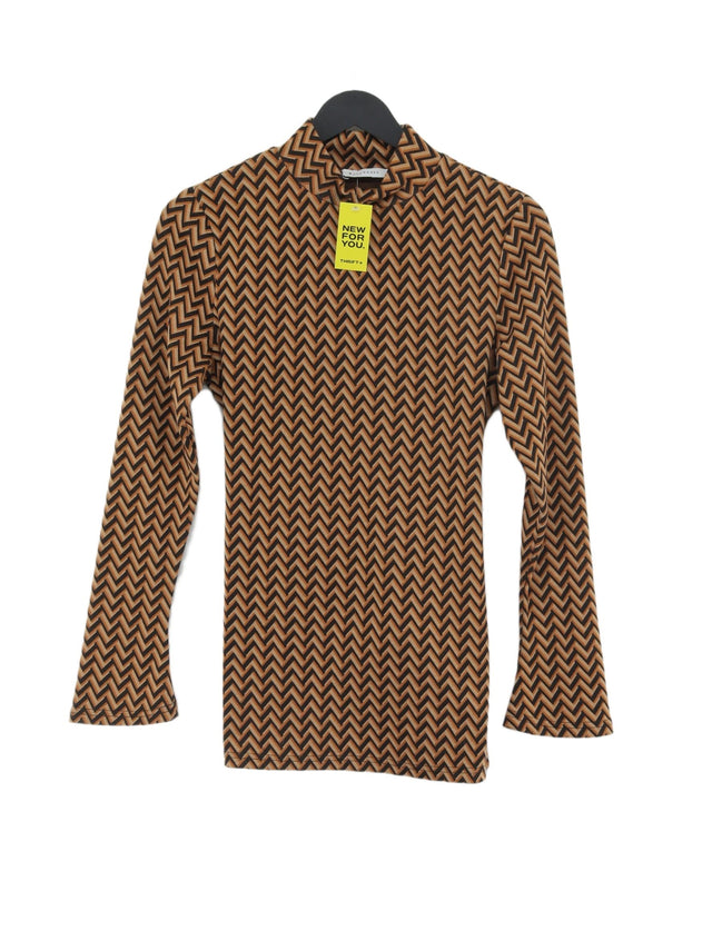 Warehouse Women's Top UK 10 Brown Polyester with Elastane