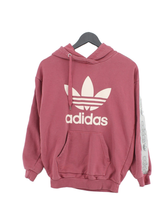 Adidas Women's Hoodie UK 8 Pink Cotton with Polyester