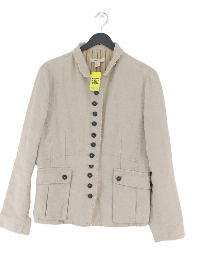 MNG Women's Jacket UK 18 Grey Linen with Cotton, Other