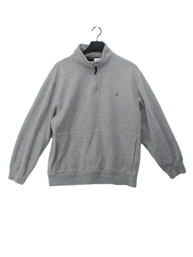Nautica Men's Jumper L Grey Cotton with Polyester