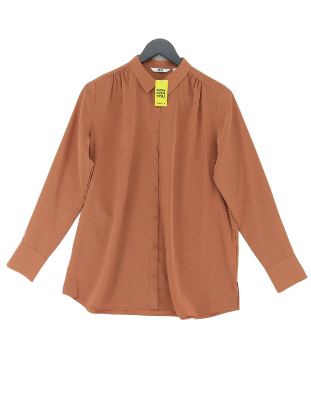 Uniqlo Women's Shirt S Brown 100% Polyester