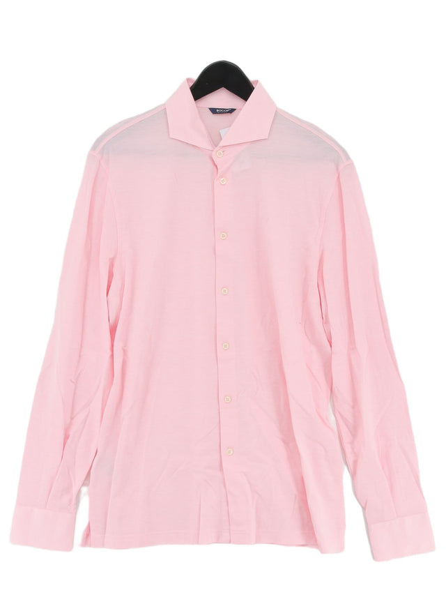 Boggi Men's Shirt L Pink 100% Cotton