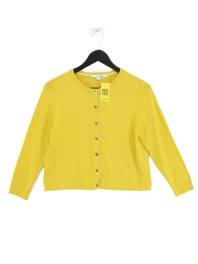 Boden Women's Cardigan M Yellow Cotton with Elastane, Nylon