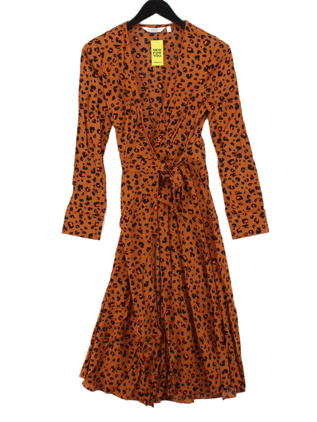 & Other Stories Women's Midi Dress UK 10 Orange 100% Viscose