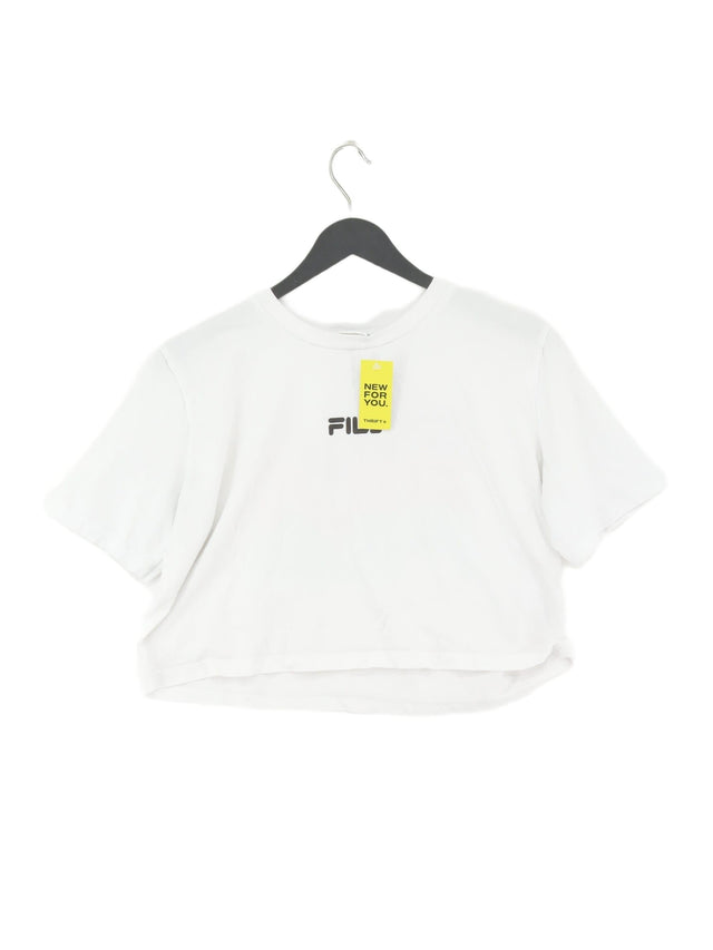 Fila Women's T-Shirt UK 10 White 100% Cotton