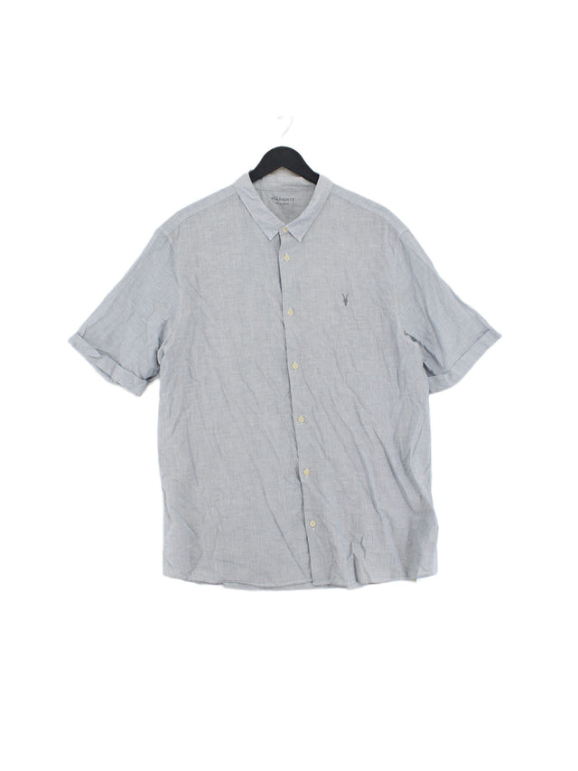 AllSaints Men's Shirt XXL Blue 100% Cotton