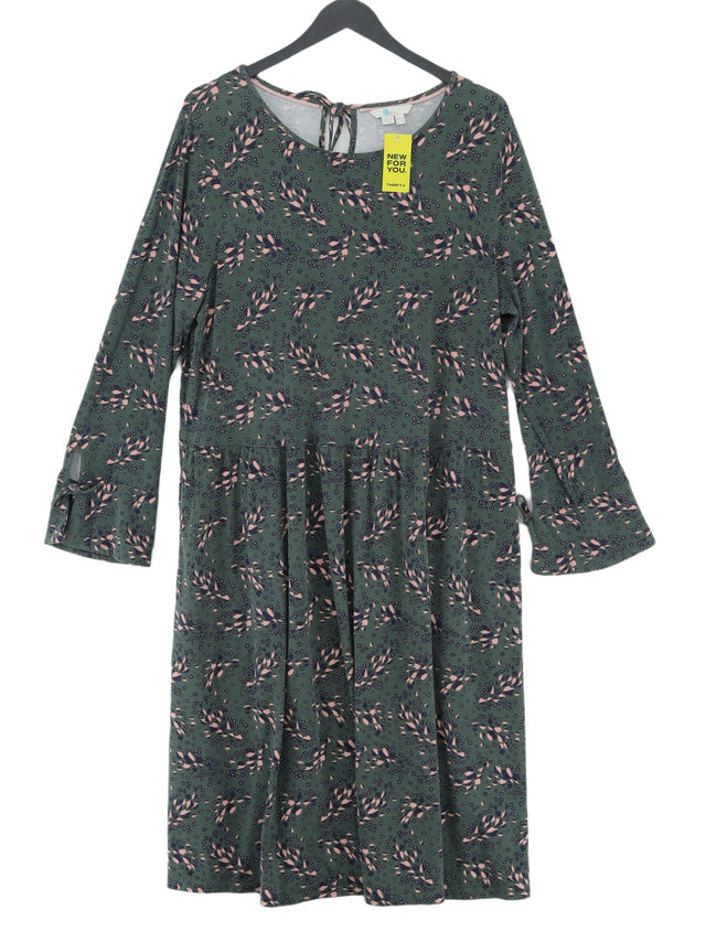 Boden Women's Midi Dress UK 18 Green Cotton with Elastane, Lyocell Modal