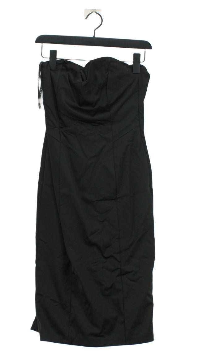 Coast Women's Midi Dress UK 12 Black Polyester with Elastane, Linen