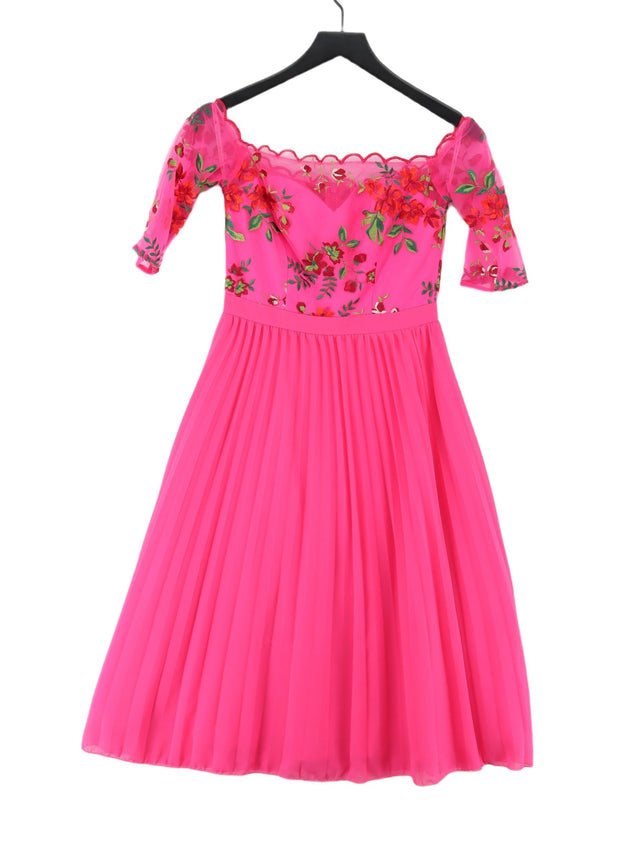 Chi Chi London Women's Midi Dress UK 8 Pink 100% Polyester