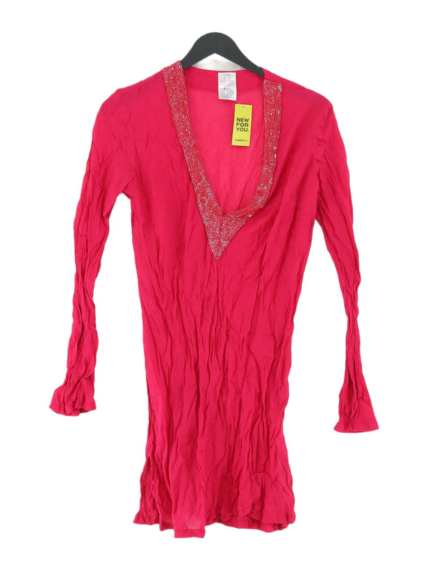 Next Women's Midi Dress UK 12 Pink 100% Cotton