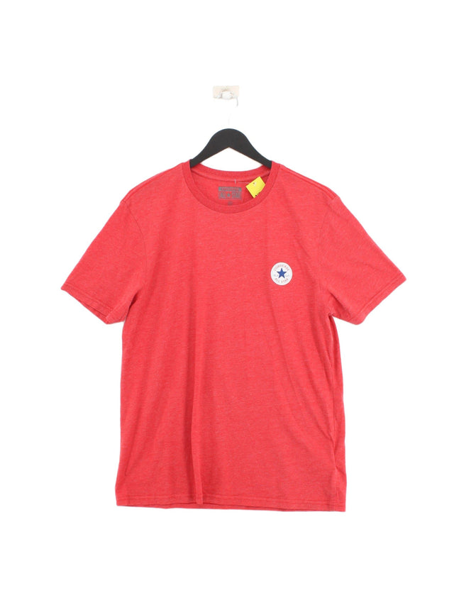 Converse Men's T-Shirt M Red Cotton with Polyester