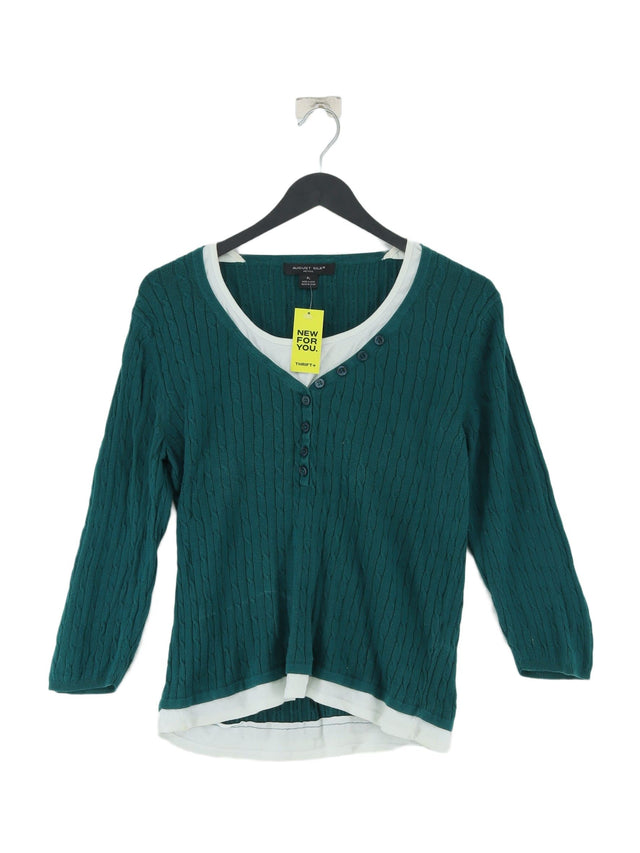 August Silk Women's Jumper L Green 100% Cotton