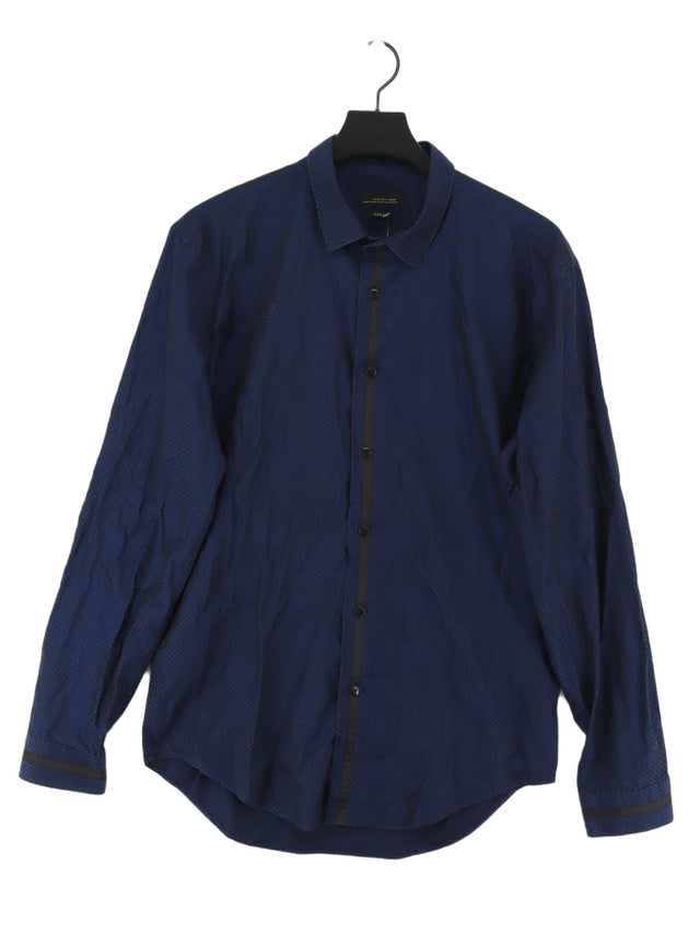 Zara Men's Shirt XL Blue 100% Cotton