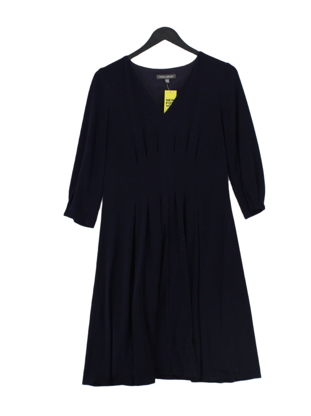 Laura Ashley Women's Midi Dress UK 10 Blue Polyester with Elastane