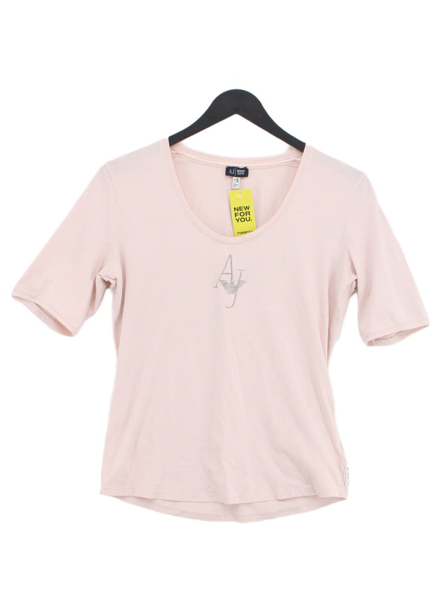 Armani Jeans Women's T-Shirt L Pink Cotton with Elastane