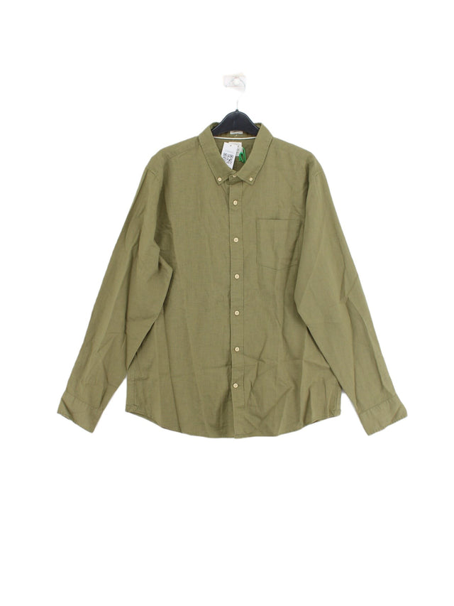 John Lewis Men's Shirt XL Green Linen with Cotton