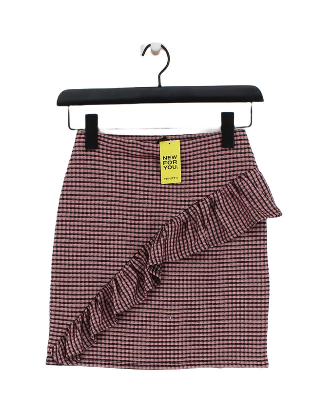 New Look Women's Midi Skirt UK 8 Pink Polyester with Elastane
