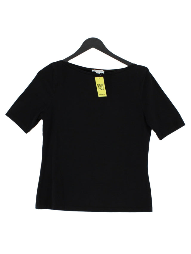Warehouse Women's T-Shirt UK 14 Black Cotton with Elastane