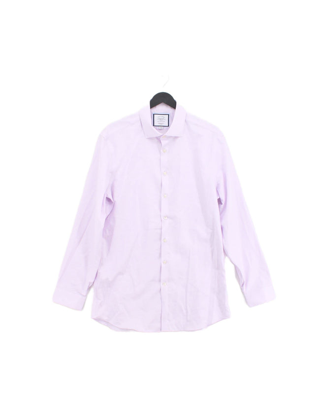 Charles Tyrwhitt Men's Shirt Chest: 42 in Pink Cotton with Linen