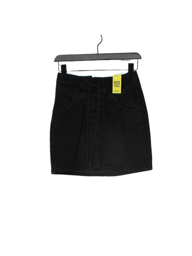 Topshop Women's Mini Skirt UK 8 Black 100% Cotton