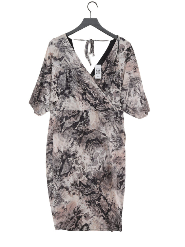 River Island Women's Midi Dress UK 16 Grey Cotton with Polyester, Viscose
