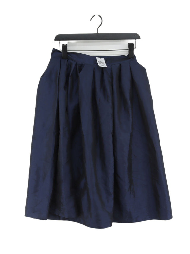 Topshop Women's Midi Skirt UK 12 Blue Polyester with Nylon