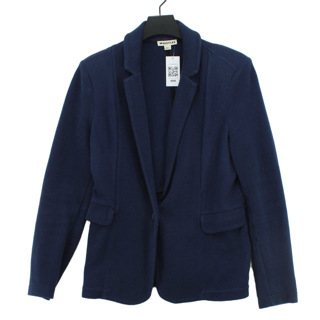 Whistles Women's Blazer UK 14 Blue 100% Cotton