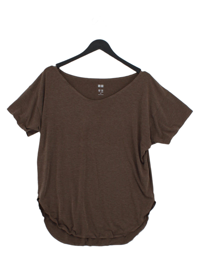 Uniqlo Women's T-Shirt XS Grey Polyester with Elastane, Lyocell Modal