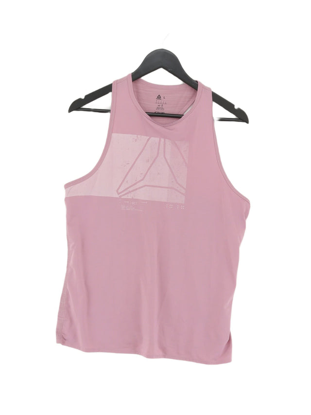 Reebok Women's T-Shirt L Pink Polyester with Elastane