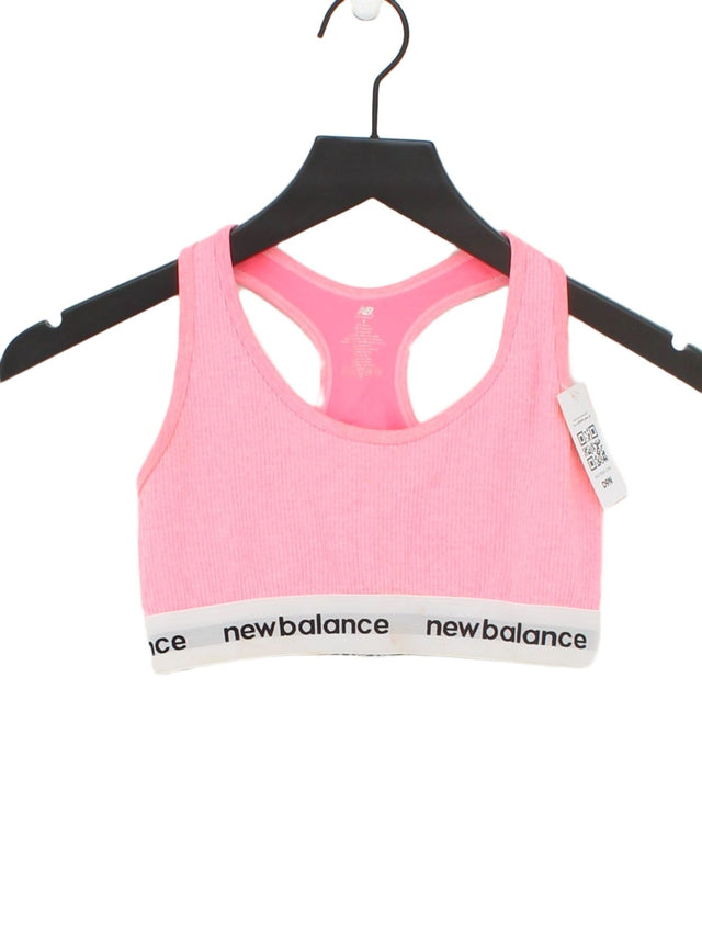 New Balance Women's T-Shirt S Pink Nylon with Polyester, Spandex