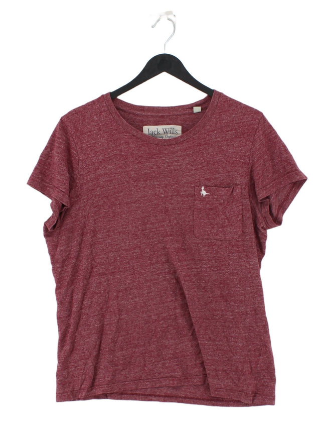 Jack Wills Women's T-Shirt S Red Cotton with Polyester