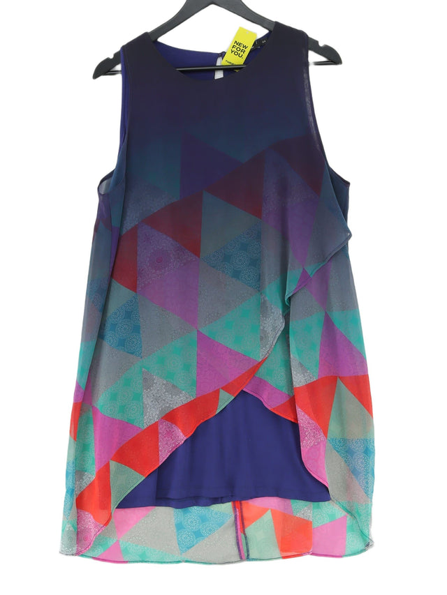 Desigual Women's Midi Dress UK 16 Blue Polyester with Elastane, Viscose