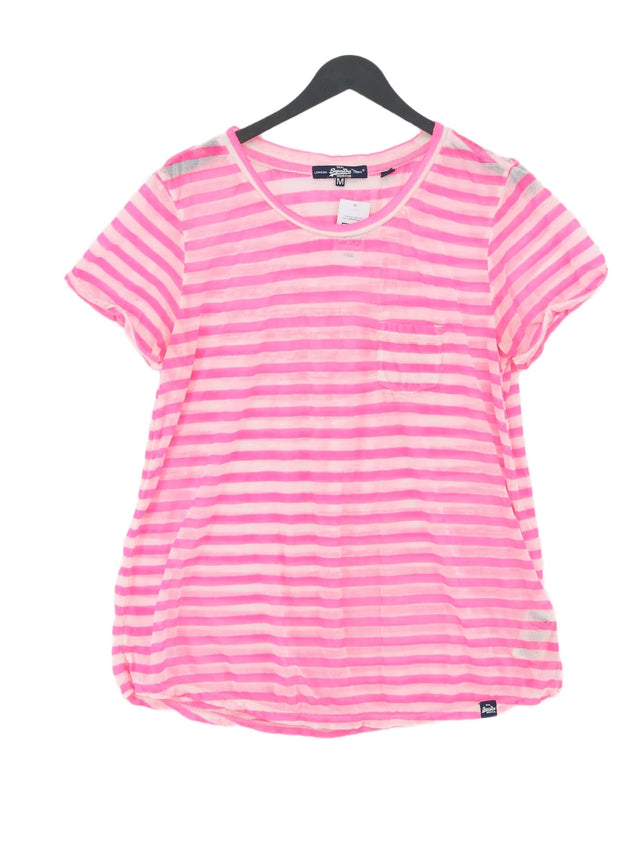 Superdry Women's T-Shirt M Pink Cotton with Polyester