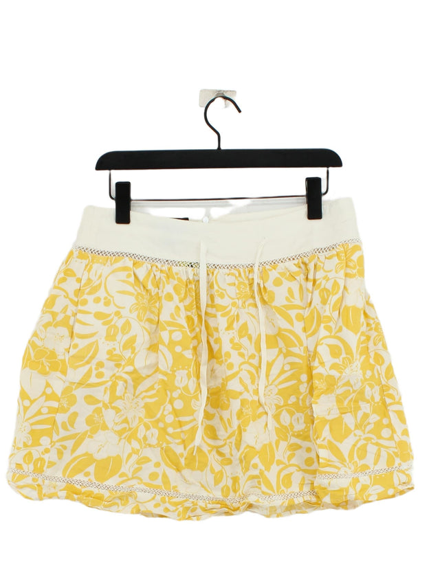 Mango Women's Mini Skirt W 30 in Yellow 100% Viscose
