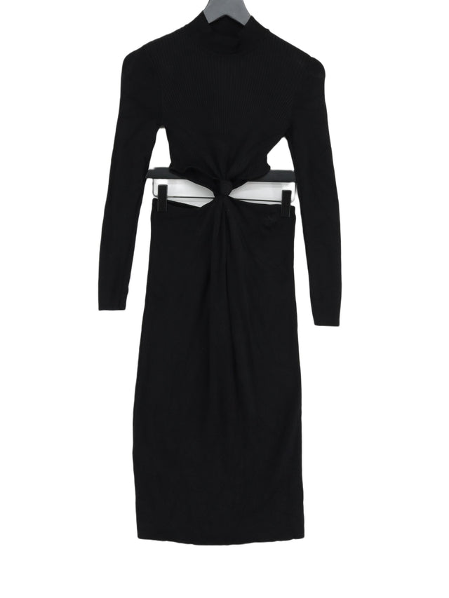 Zara Women's Midi Dress S Black Viscose with Nylon