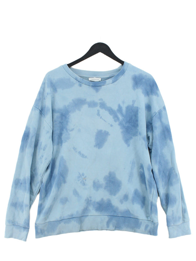Topshop Women's Hoodie L Blue Cotton with Elastane, Polyester