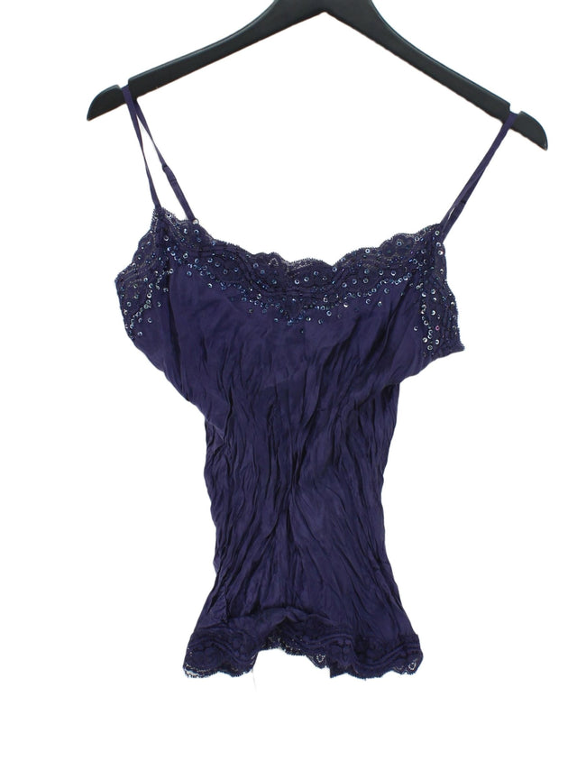 Laura Ashley Women's Top UK 8 Purple 100% Silk
