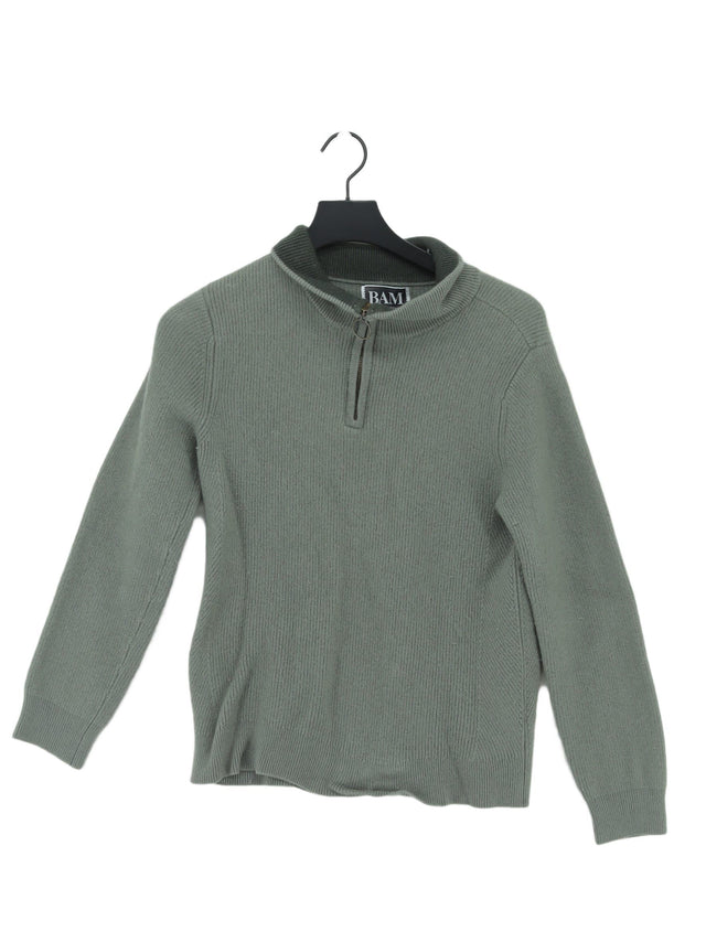 Bam Bamboo Men's Jumper L Green Wool with Other, Viscose