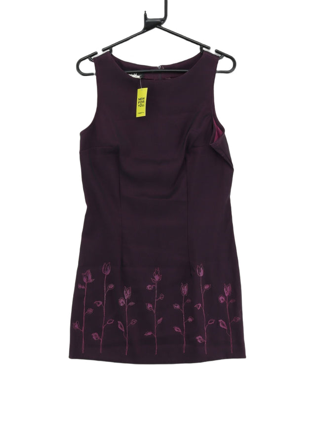 Vintage Women's Midi Dress L Purple Polyester with Nylon, Spandex