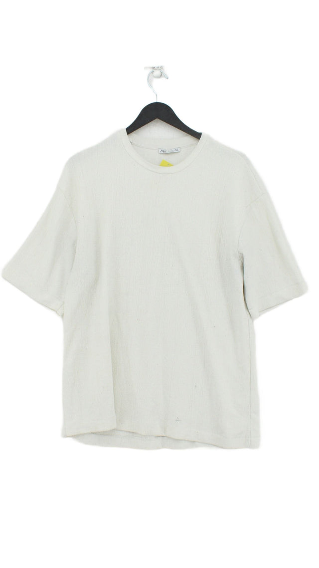 Zara Basic Men's Shirt M Cream Polyester with Elastane