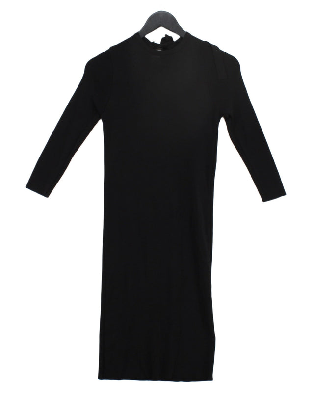Zara Knitwear Women's Midi Dress S Black Nylon with Viscose