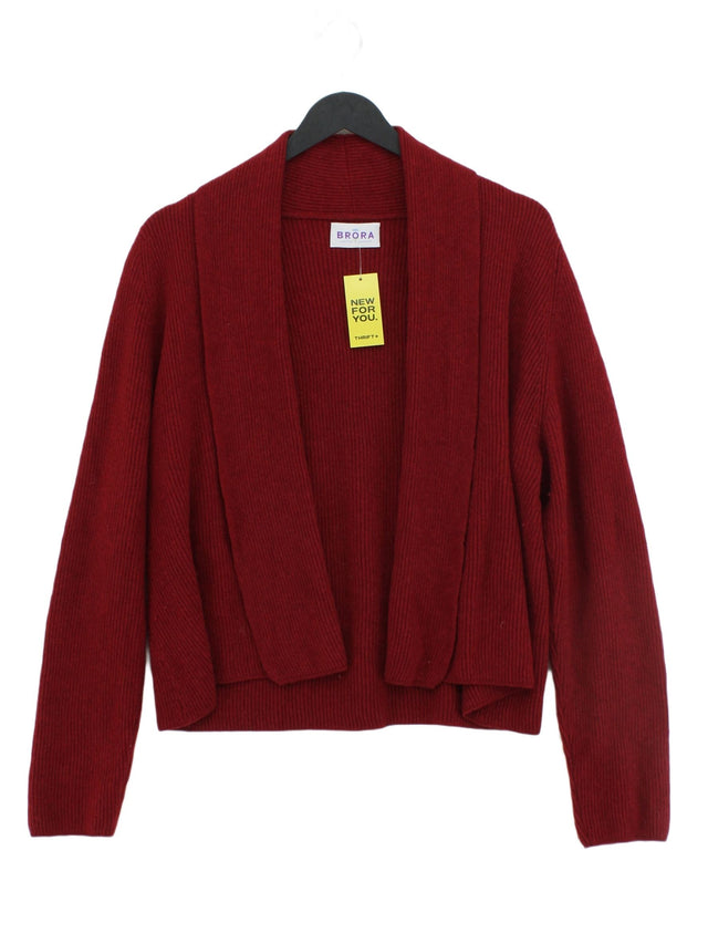Brora Women's Cardigan UK 12 Red 100% Cashmere