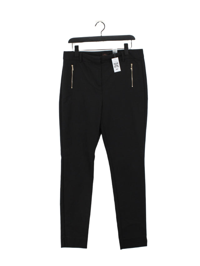 Next Women's Suit Trousers UK 14 Black Cotton with Elastane, Polyester