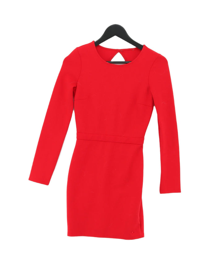Jack Wills Women's Midi Dress S Red Cotton with Elastane, Nylon