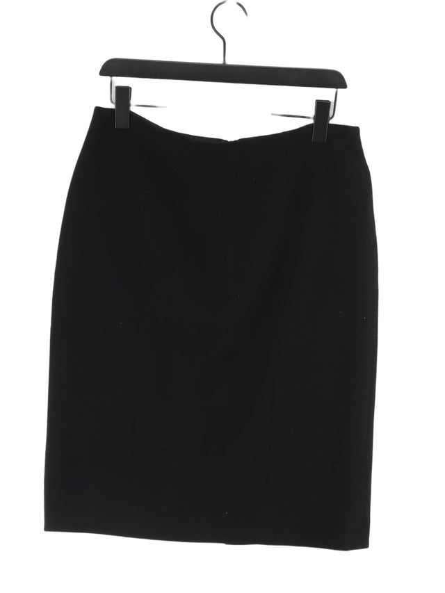 Jaeger Women's Midi Skirt UK 14 Black Wool with Viscose