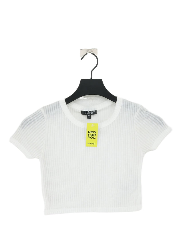 Topshop Women's T-Shirt UK 4 White Polyester with Viscose