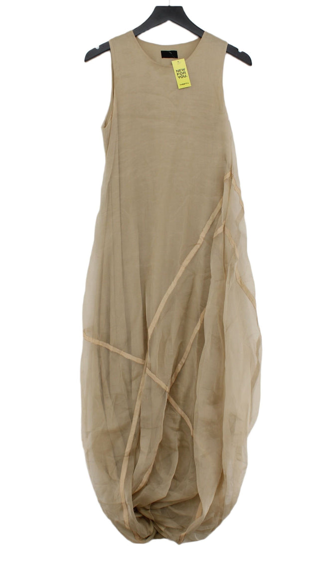 Nicole Farhi Women's Midi Dress UK 10 Tan 100% Silk